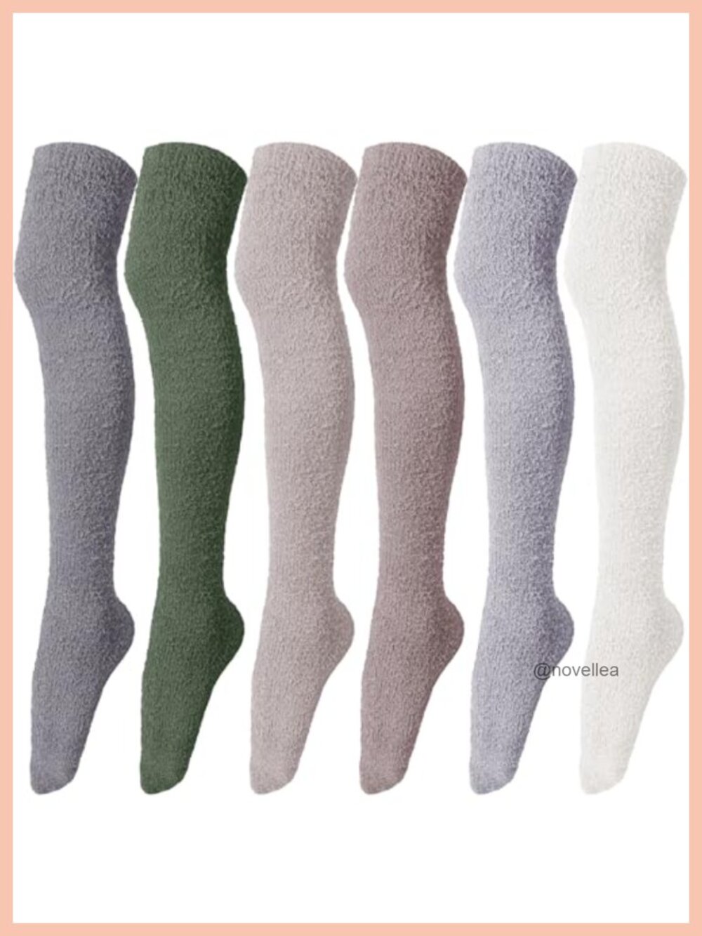 Fuzzy Knee High Socks for Women - 6 Pairs Long Winter Socks